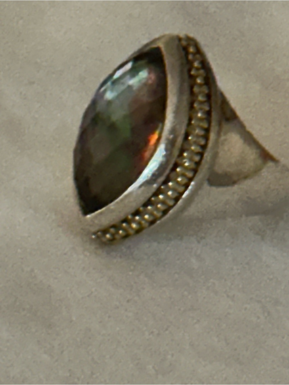 LAGOS Sterling Silver and 18k Gold Ring with Smokey Quartz Teardrop Stone - Picture 3 of 7